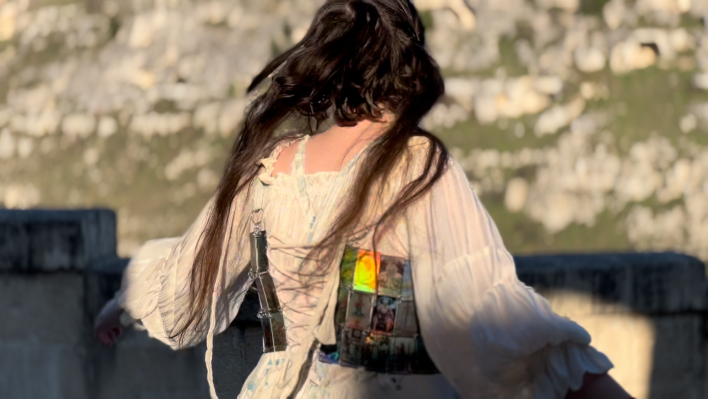 The Holographic, Chainmailed, Tarot Bodice | For Renaissance Faires, Pre-Raphaelite Knight Girls, and Chappel Roan Concerts